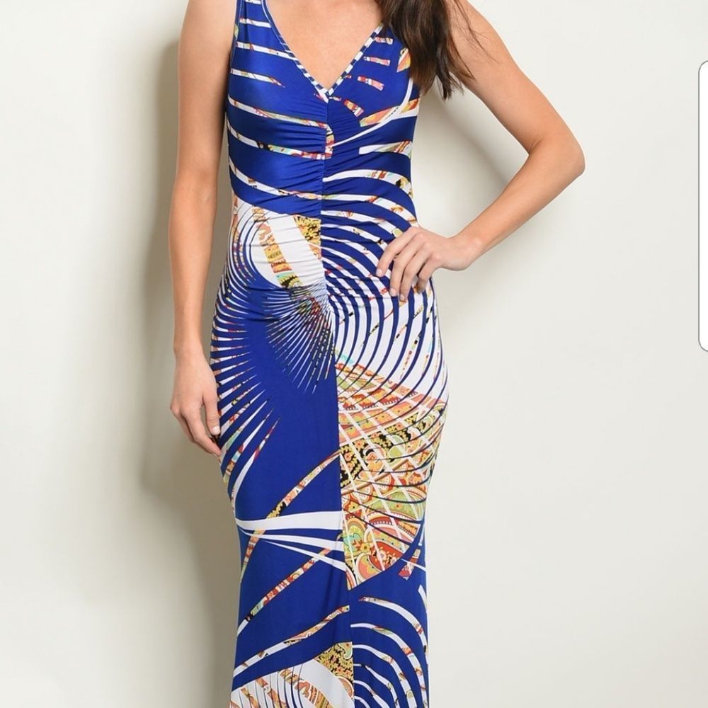Royal Blue Multi-color Maxi Dress